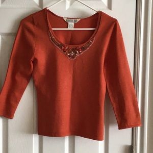 3 qtr length sleeve top in silk nylon